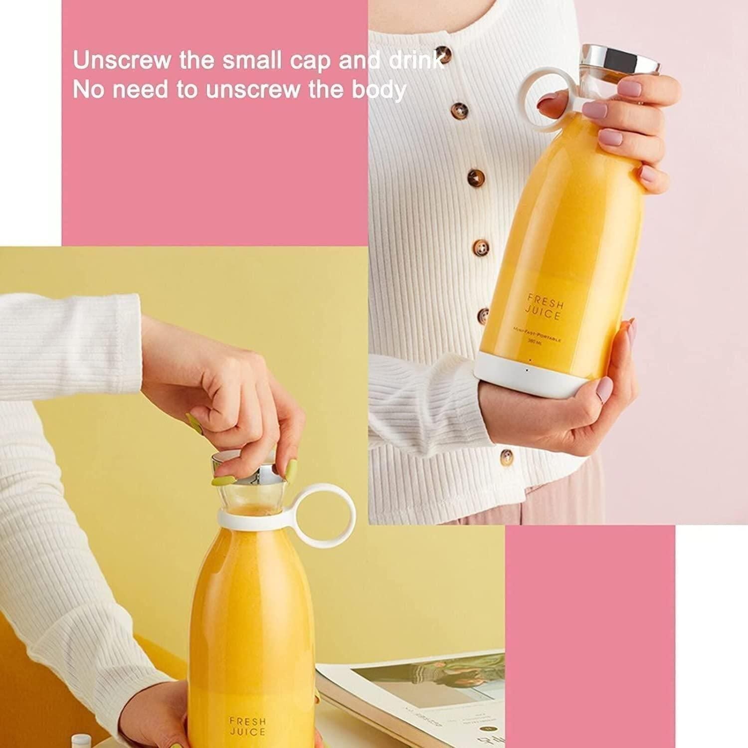 Portable Electric Mini Juicer Bottle — Wireless Personal Blender for Smoothies & Shakes (4-Blade Power)