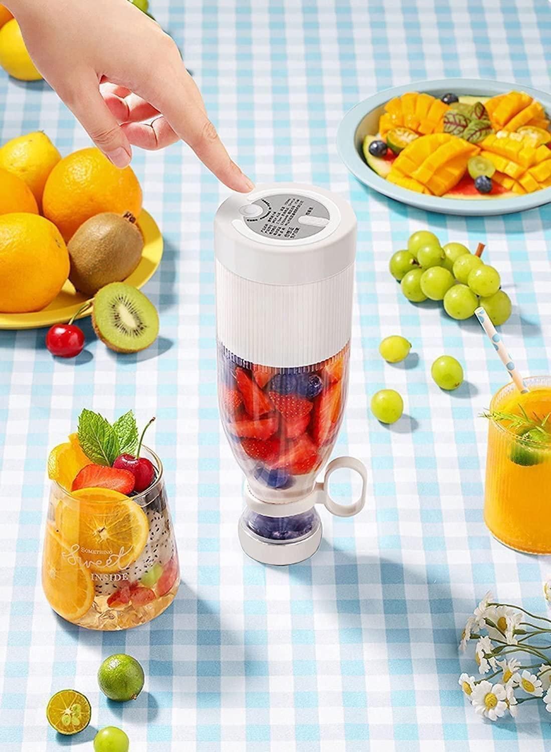 Portable Electric Mini Juicer Bottle — Wireless Personal Blender for Smoothies & Shakes (4-Blade Power)