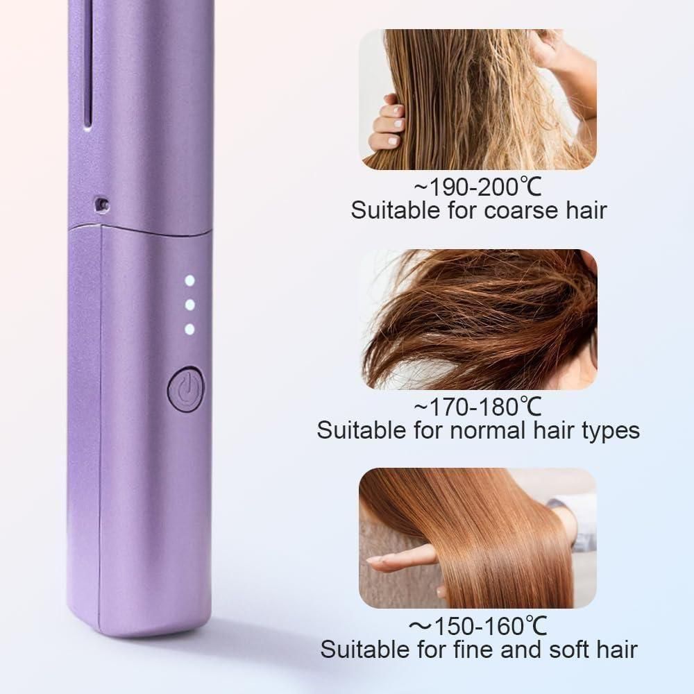 Portable Cordless Mini Hair Straightener & Hot Comb — Rechargeable, Travel-Friendly, Adjustable Heat Style